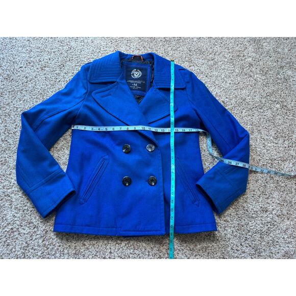 American Eagle Outfitters Wool Blend Women's winter Pea coat; Royal Blue, medium - Picture 7 of 15